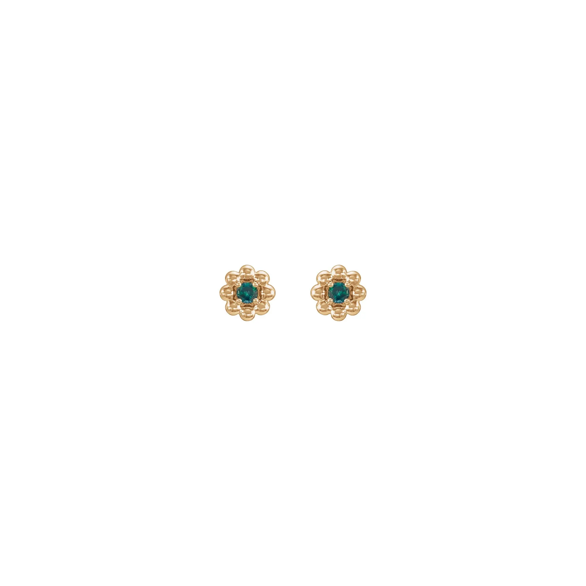 Alexandrite Petite Flower Stud Earrings