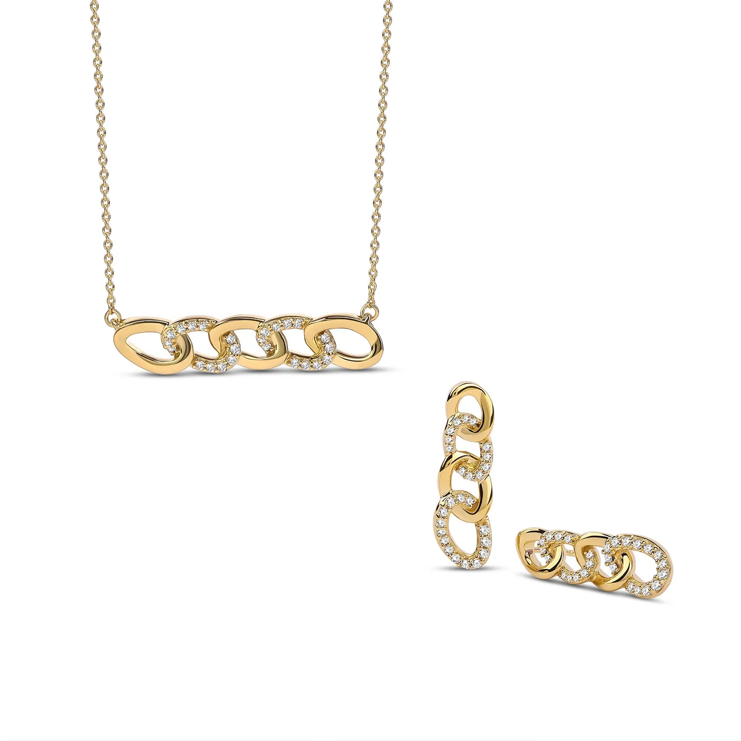 Alternating Diamond Cuban Link Drop Earrings