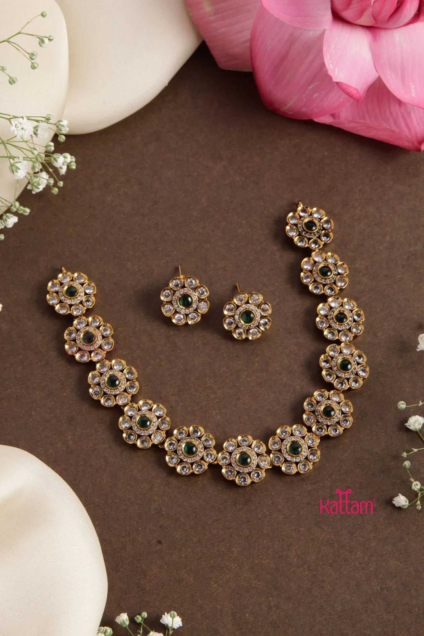 American Diamond Green Choker