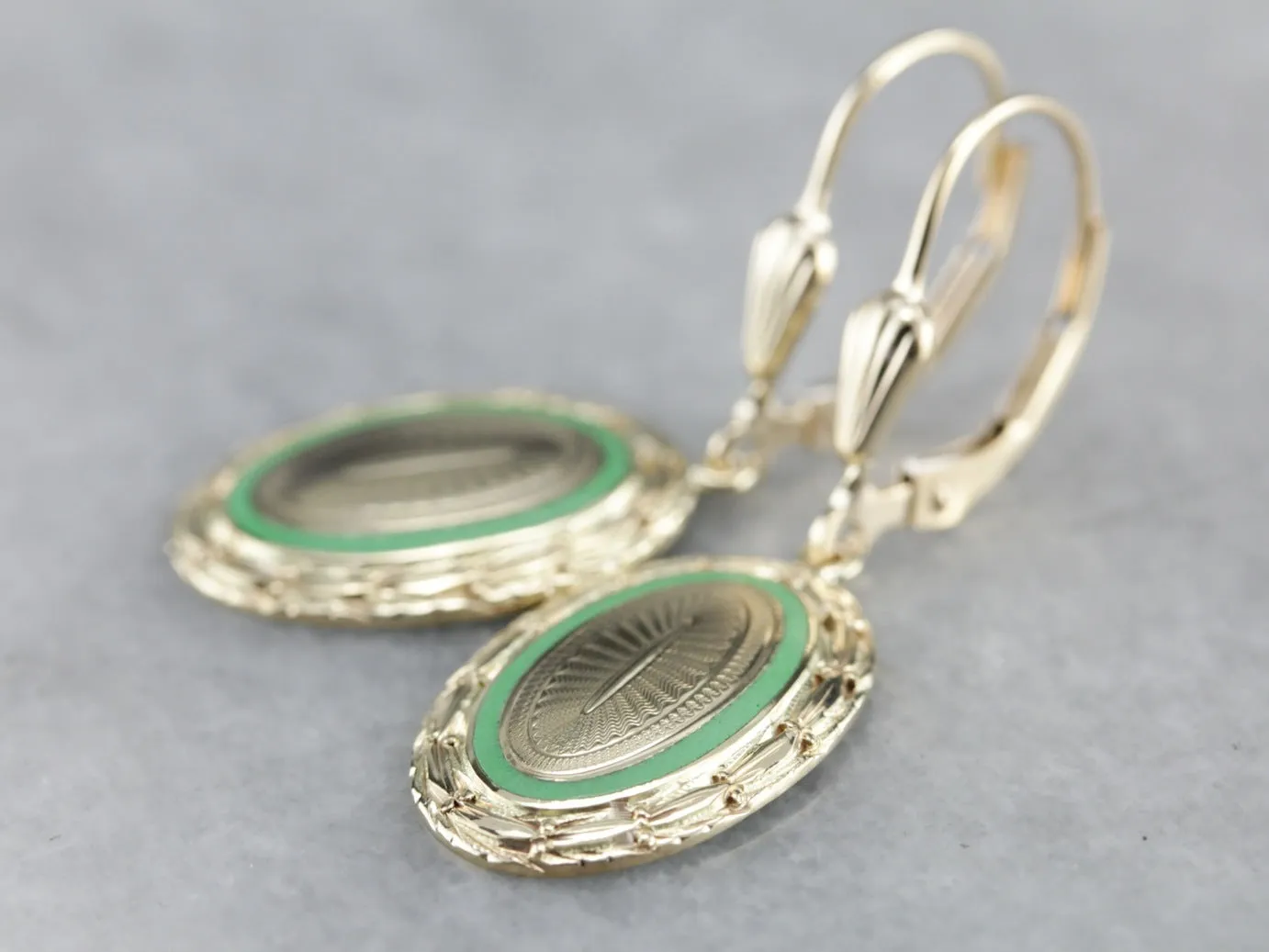 Antique Gold Enamel Earrings