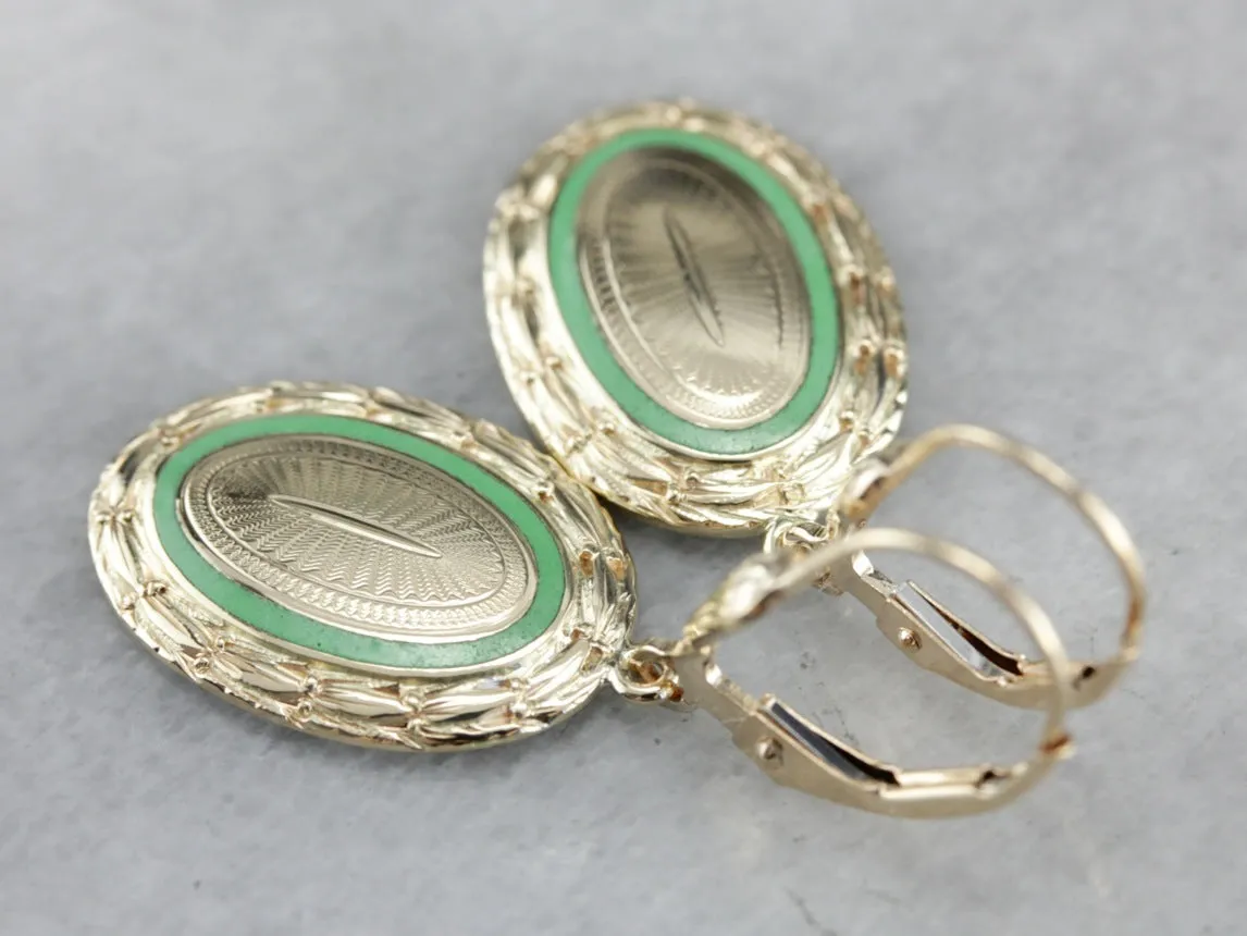 Antique Gold Enamel Earrings