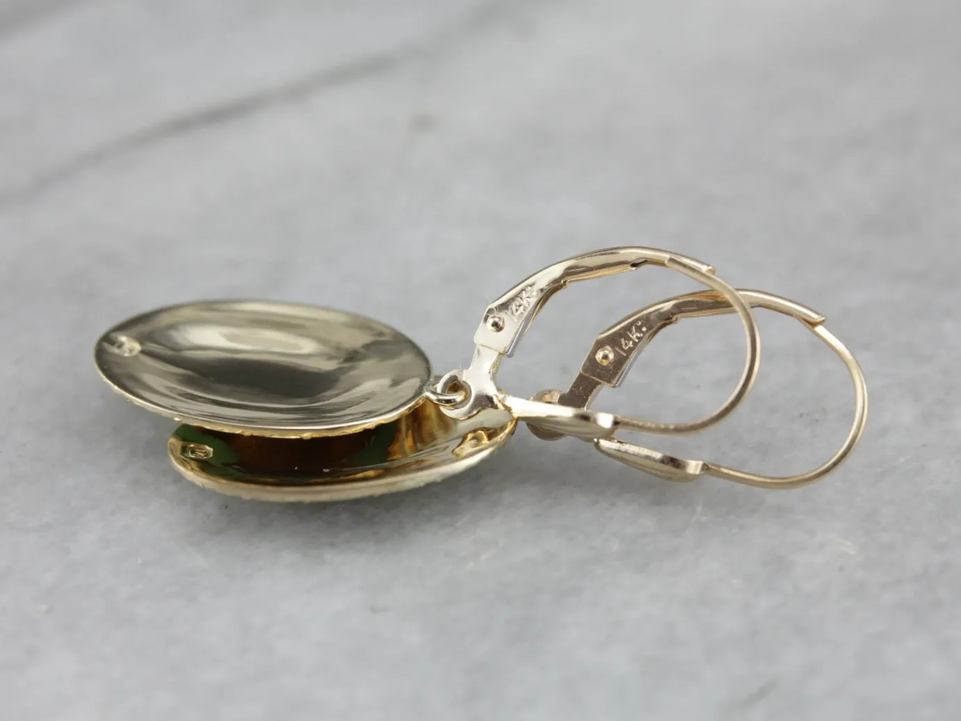 Antique Gold Enamel Earrings