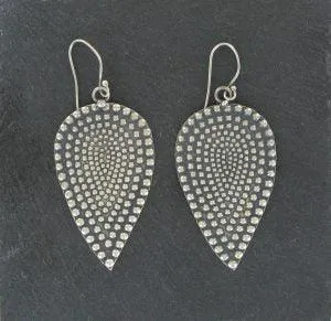 Antiqued Silver Large Textured Drop Earrings