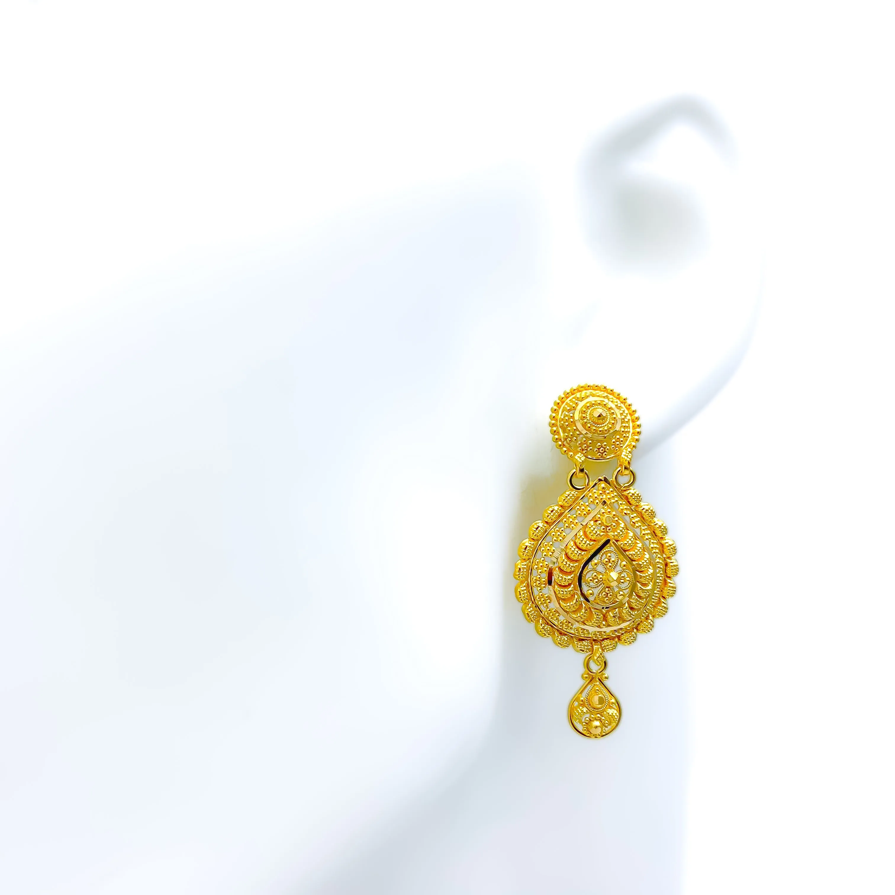 Elegant 22K Gold Floral Drop Earrings
