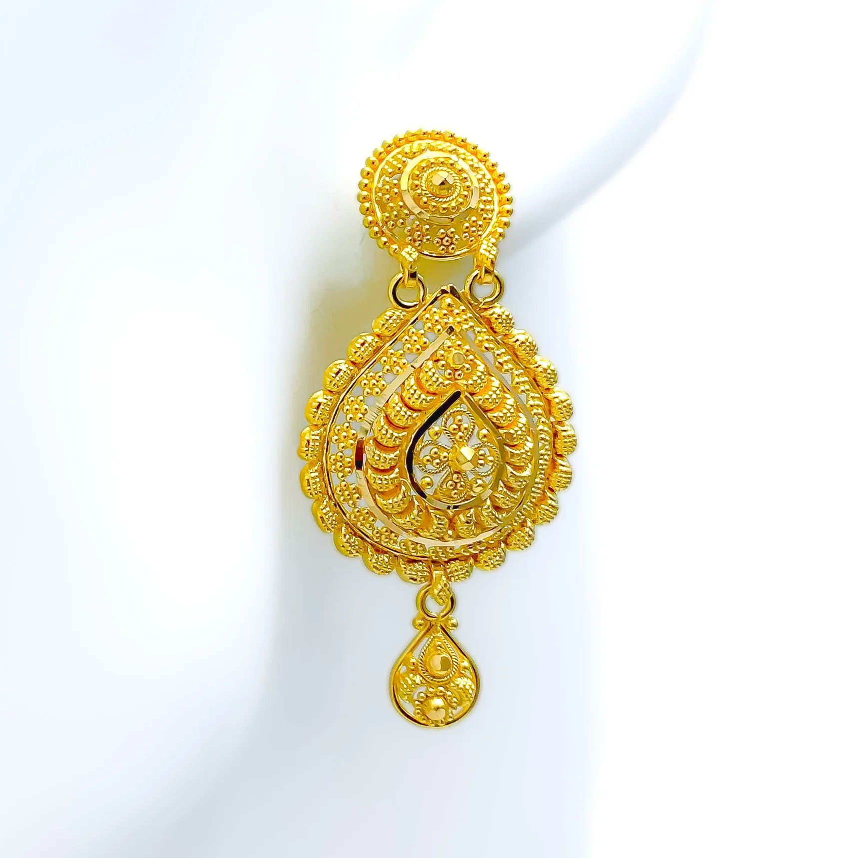 Elegant 22K Gold Floral Drop Earrings