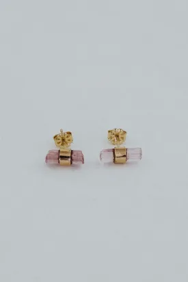 Banded Crystal Studs - Pink Tourmaline