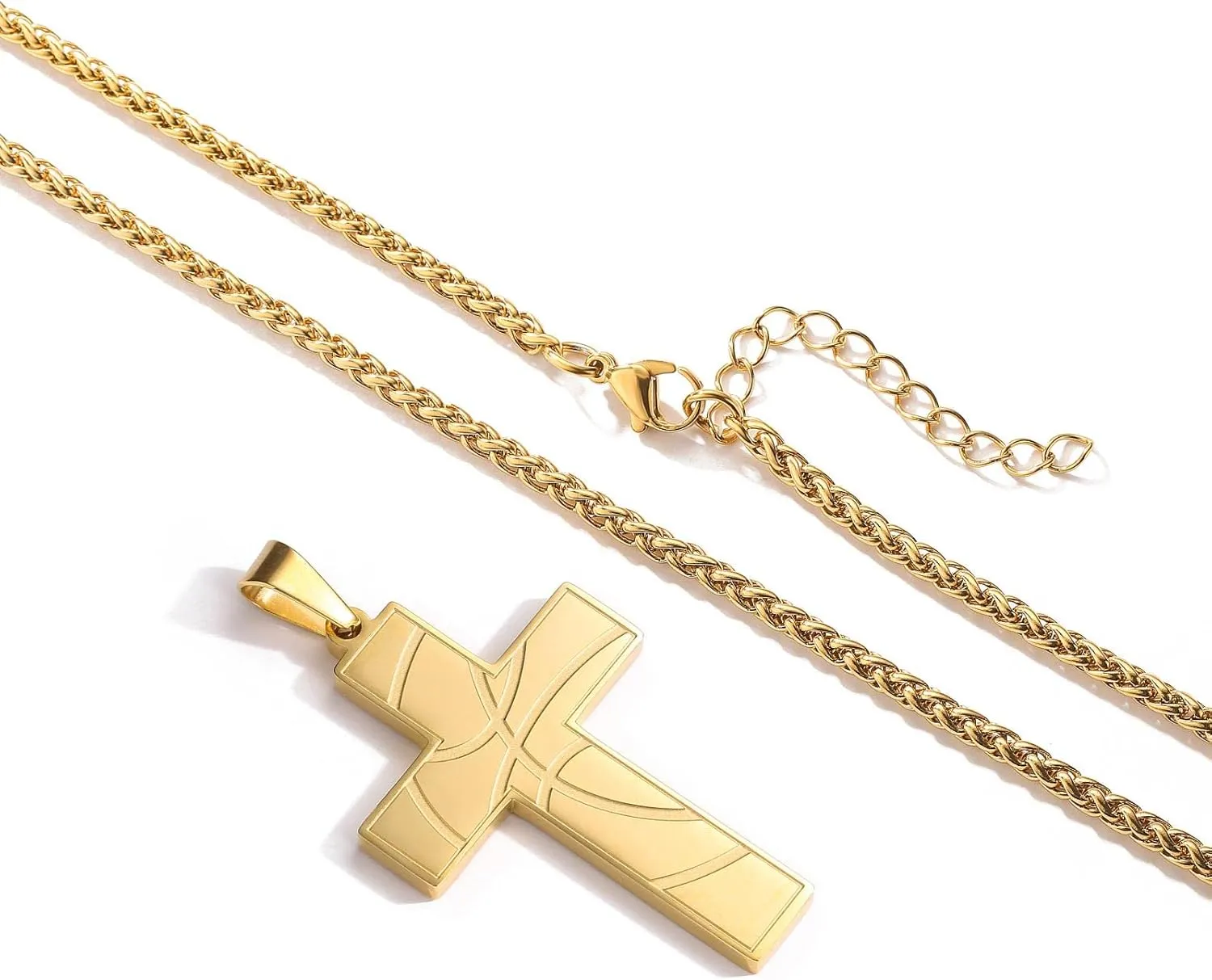 Basketball Cross Necklace for Boys Men, Stainless Steel Bible Verse Pendant Chain, Christian Religious Jewelry Gifts for Son Teen Boys