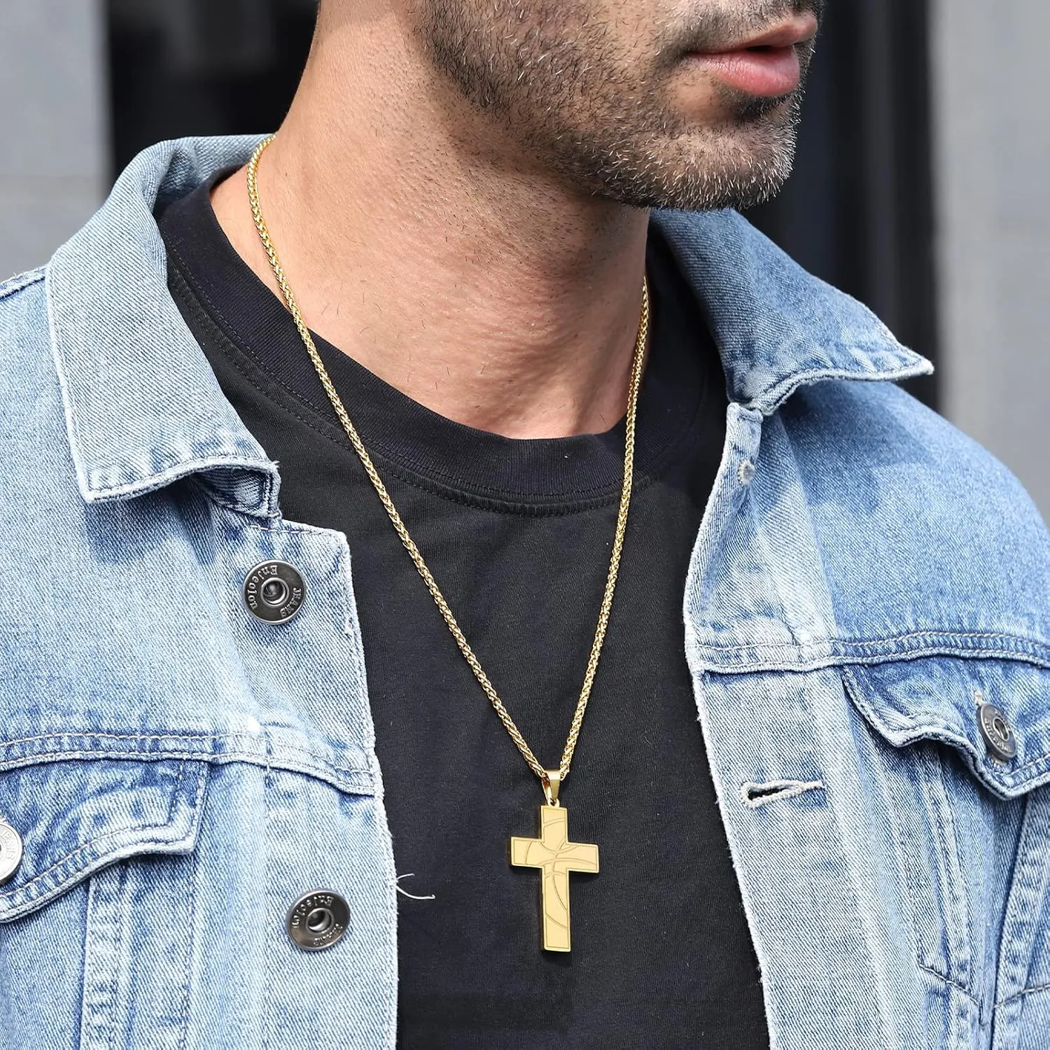 Basketball Cross Necklace for Boys Men, Stainless Steel Bible Verse Pendant Chain, Christian Religious Jewelry Gifts for Son Teen Boys