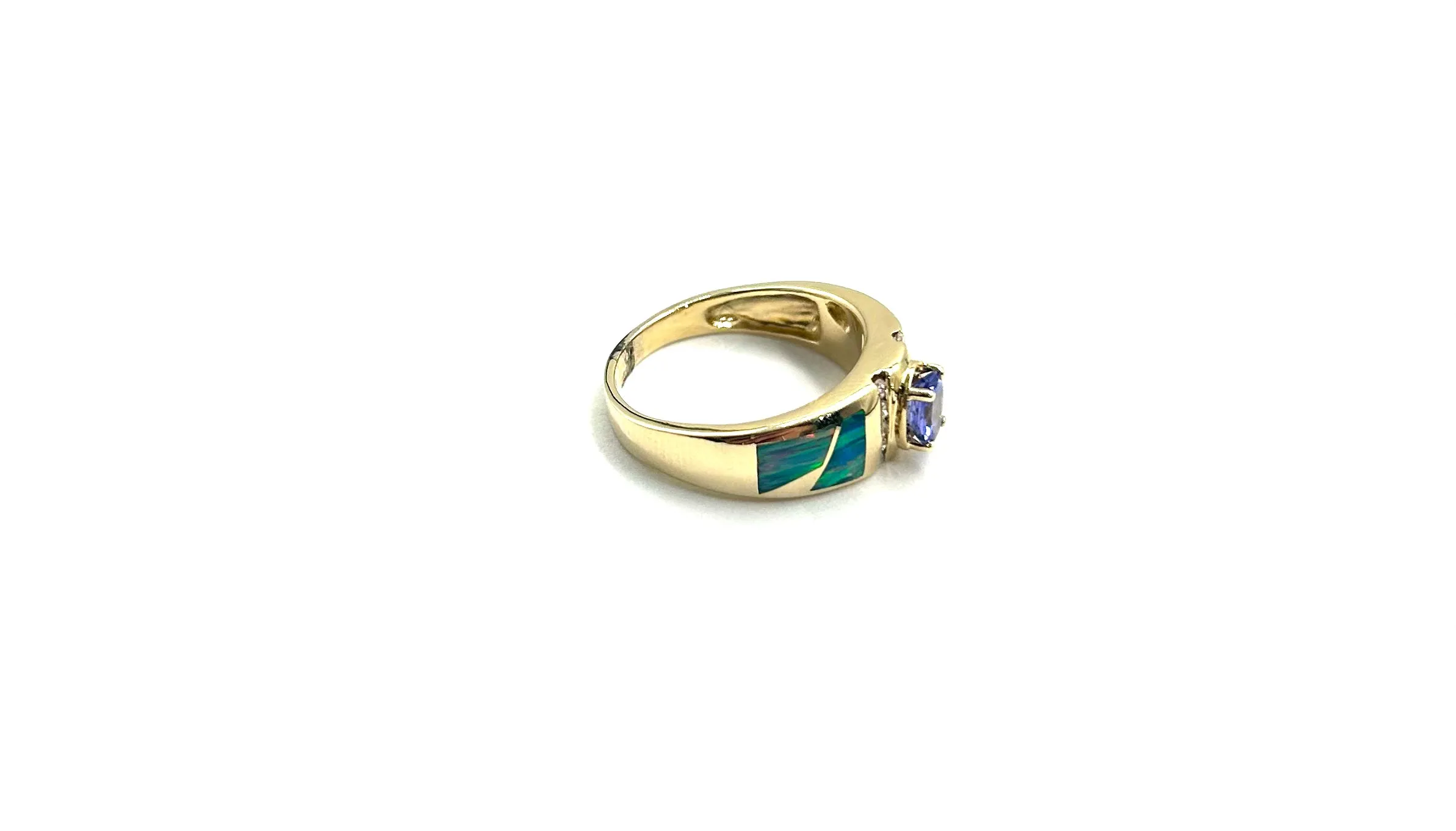 Beautiful Blue Opal and Tanzanite Ring