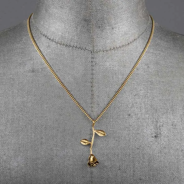 BELLADONNA. Rose Stem Charm Necklace - Gold