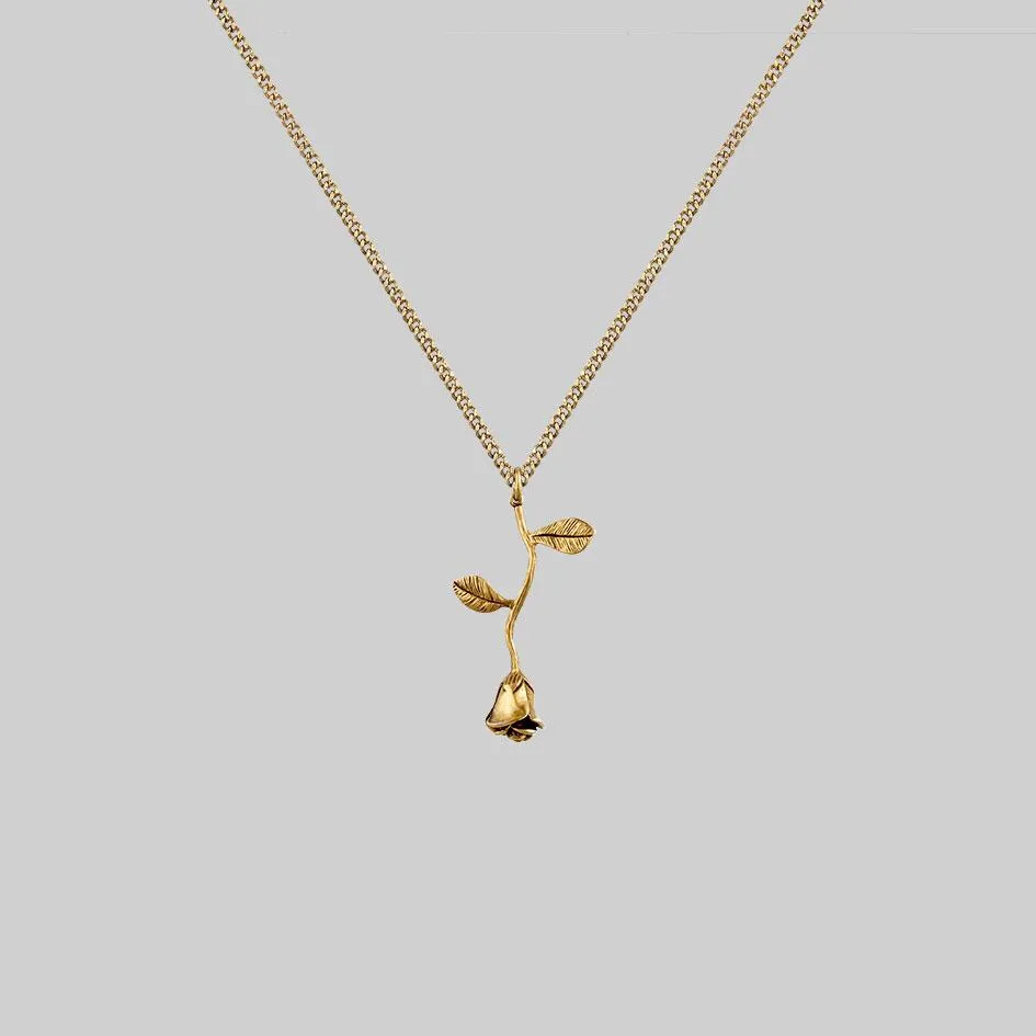 BELLADONNA. Rose Stem Charm Necklace - Gold