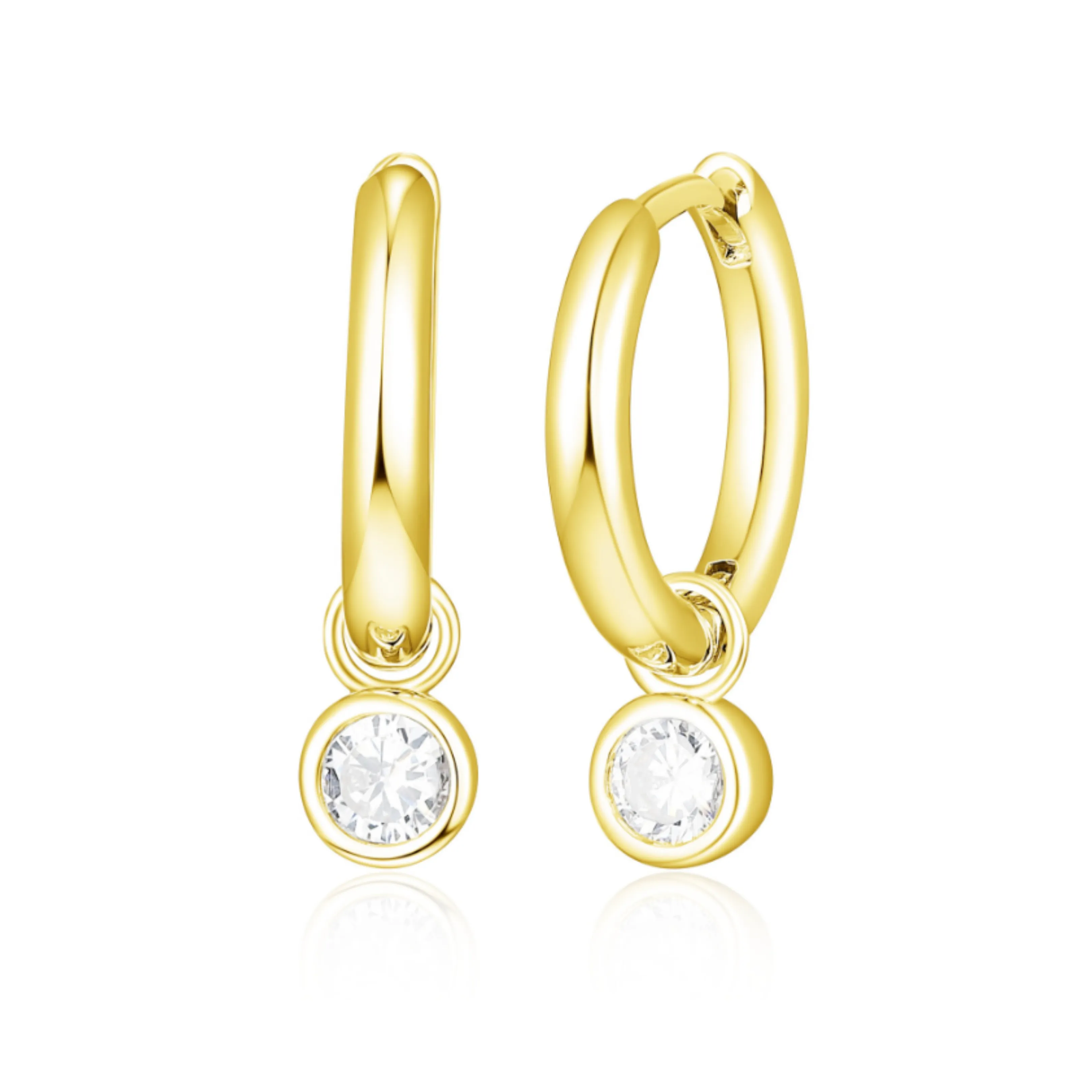 Bezel CZ Dangle Huggie