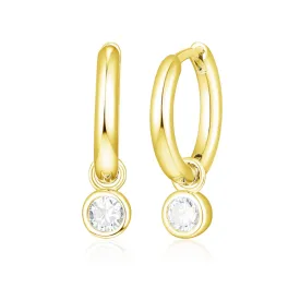 Bezel CZ Dangle Huggie