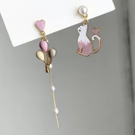 Birthday Cat Balloon Earrings