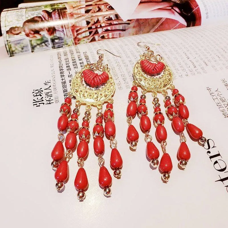 Elegant Black and Gold Chandelier Statement Earrings – Glamorous Evening Jewelry