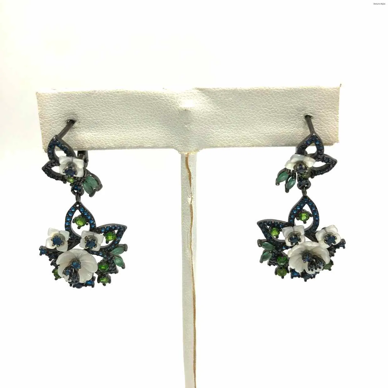 Blue & Green Black Sterling Silver SS GP Earrings