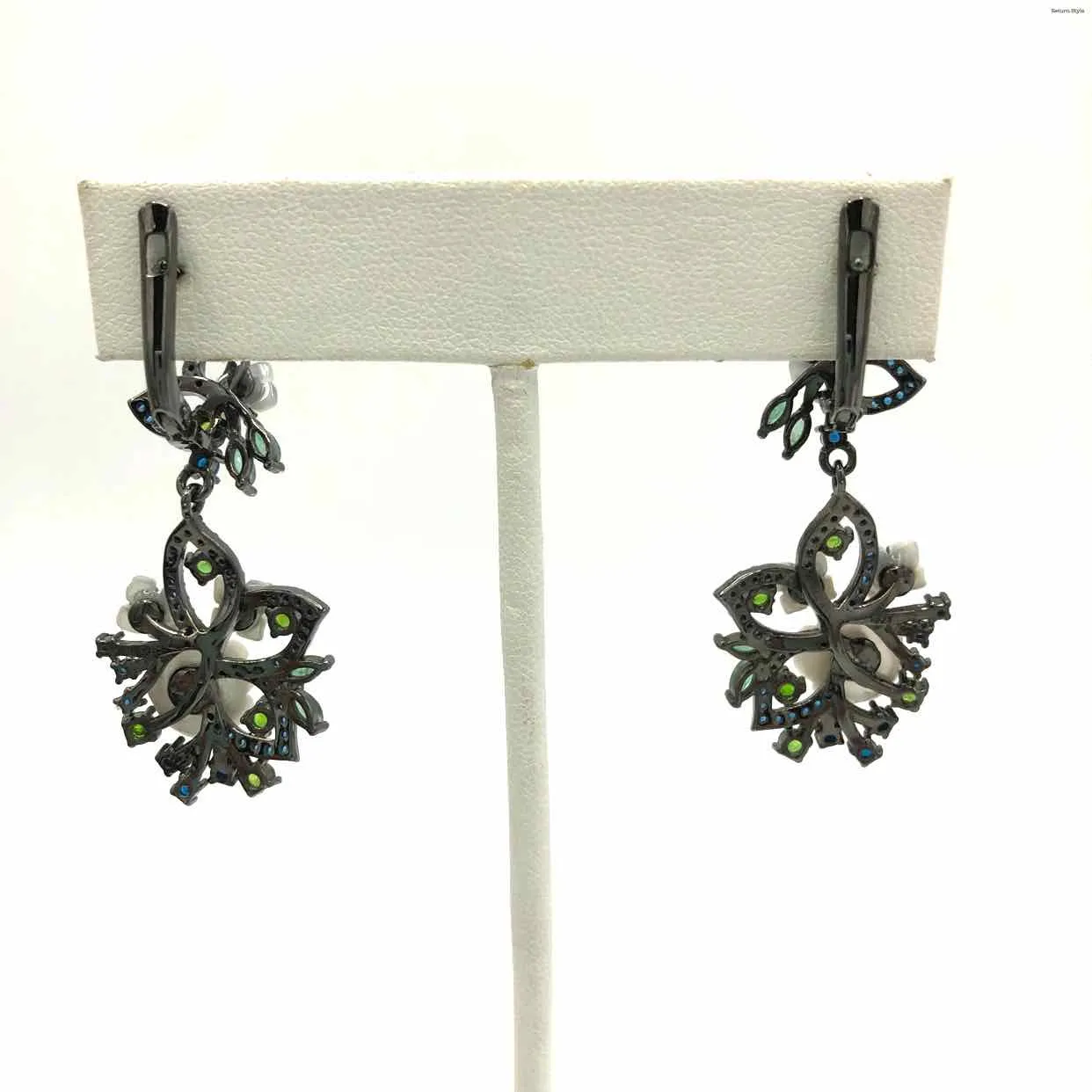 Blue & Green Black Sterling Silver SS GP Earrings