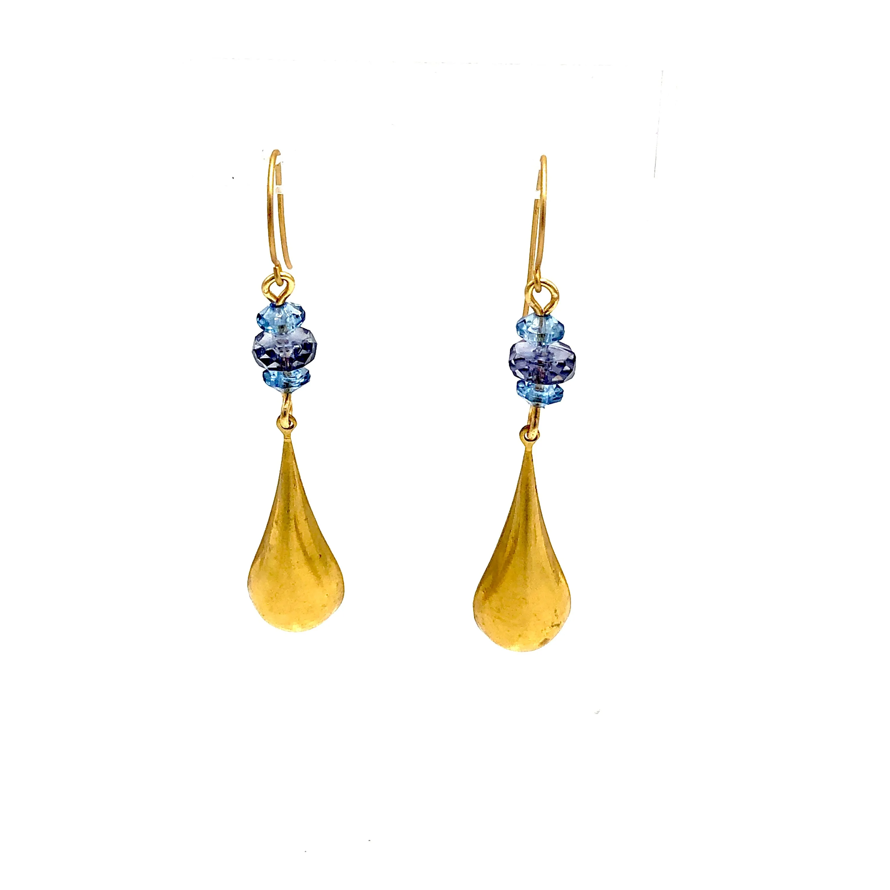Blue Brass Drip Earrings