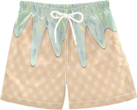 Boccsty Pink Strawberry Ice Cream Boys Swim Trunks Baby Kids Swimwear Summer Toddler Beach Board Shorts 2T-XL