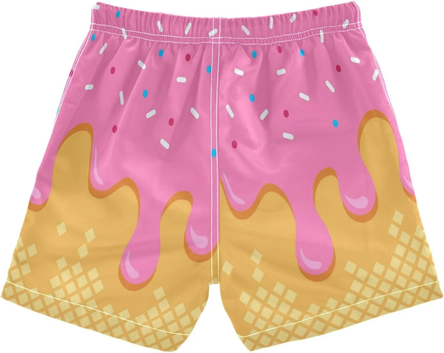 Boccsty Pink Strawberry Ice Cream Boys Swim Trunks Baby Kids Swimwear Summer Toddler Beach Board Shorts 2T-XL