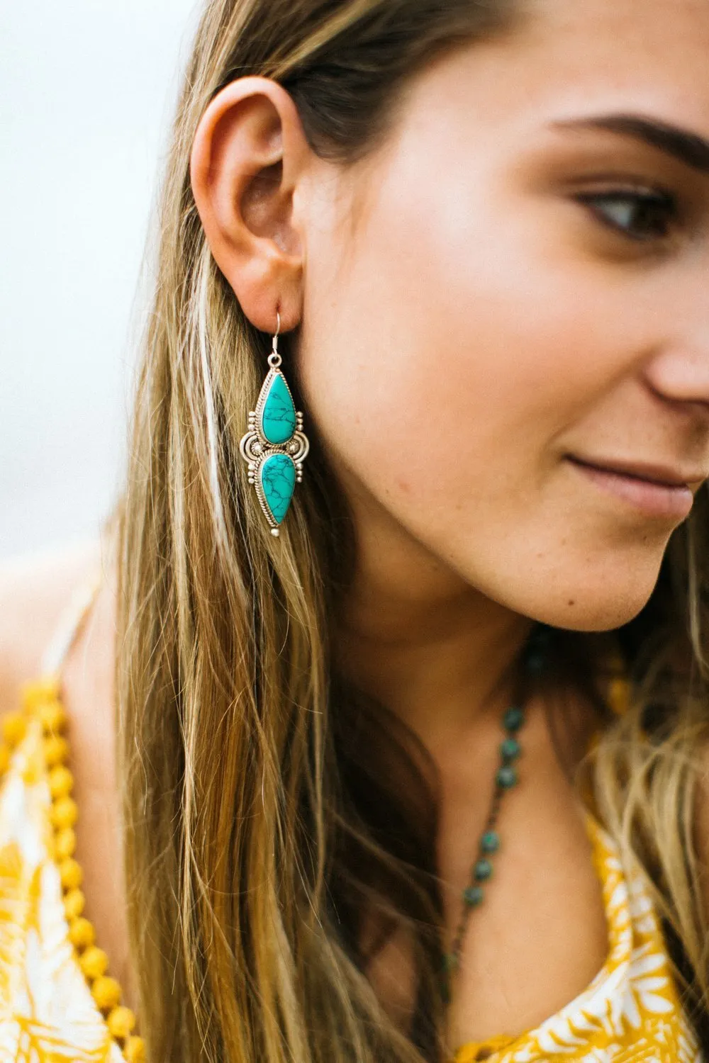 Bold Sterling Silver and Turquoise Earrings