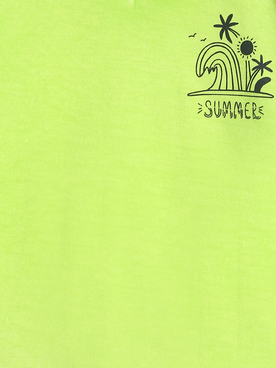 Boys Neon Green Cotton T-shirt