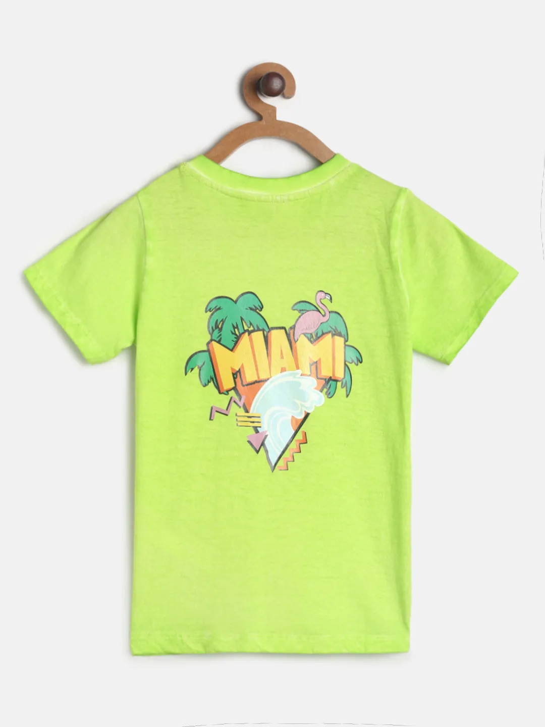 Boys Neon Green Cotton T-shirt