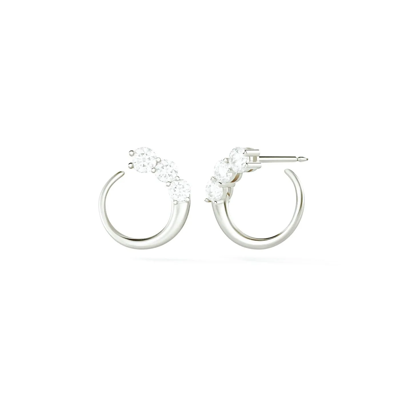 Brass 18k Rose Gold Front To Back Graduating Stud Earring Pair For Women