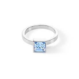 Brilliant Square big ring silver light blue