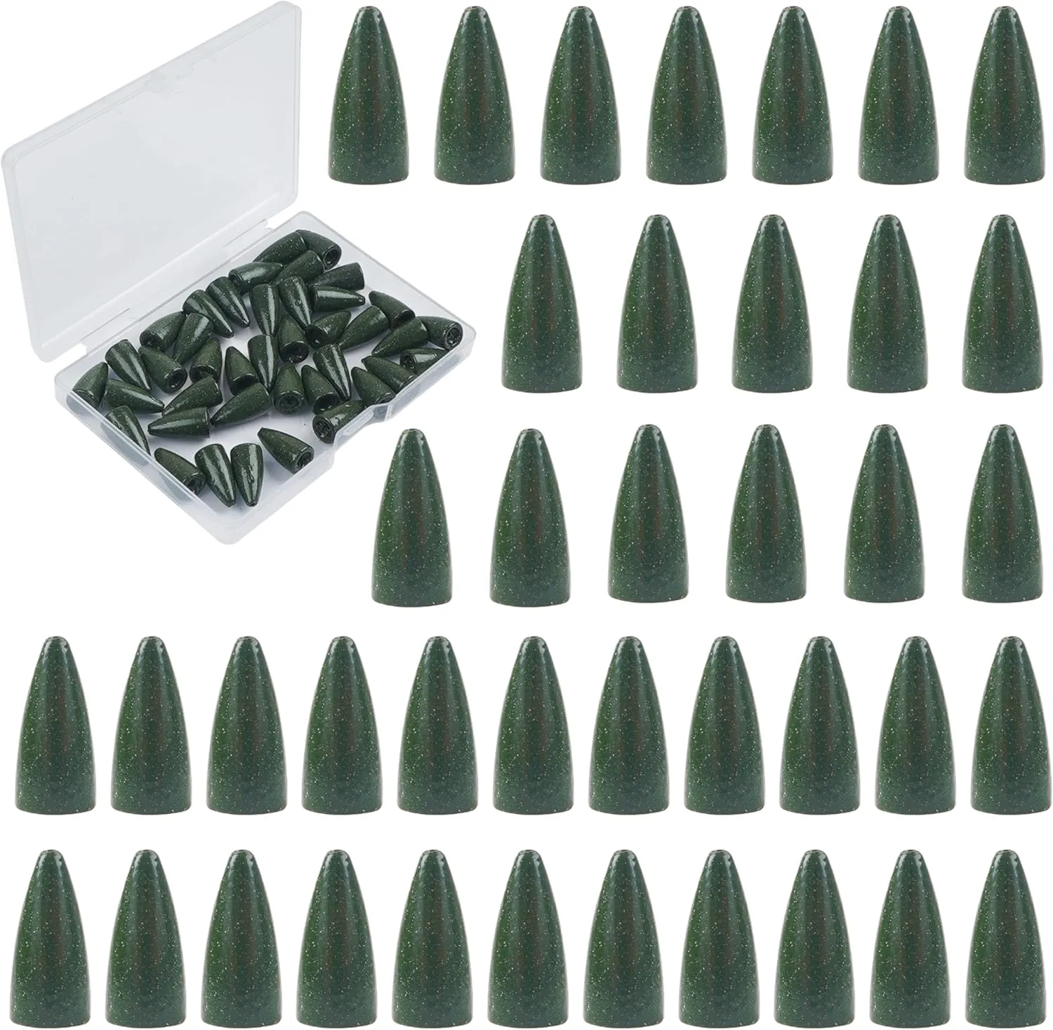 Bullet Fishing Sinker Weights, 40pcs Fishing Worm Weights Slip Sinkers Painted Sliding Fishing Weights for Bass Fishing Texas Rigs Saltwater Freshwater Tackle