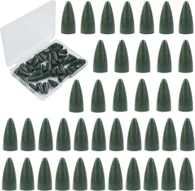 Bullet Fishing Sinker Weights, 40pcs Fishing Worm Weights Slip Sinkers Painted Sliding Fishing Weights for Bass Fishing Texas Rigs Saltwater Freshwater Tackle