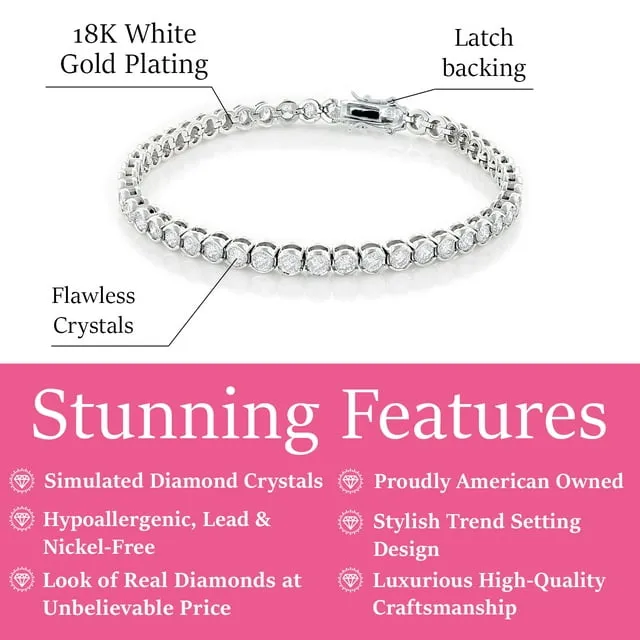 Cate & Chloe Bracelet Pack of 3 - Olivia, Joelle, Kaylee White Gold Plated Tennis Bracelet for Women