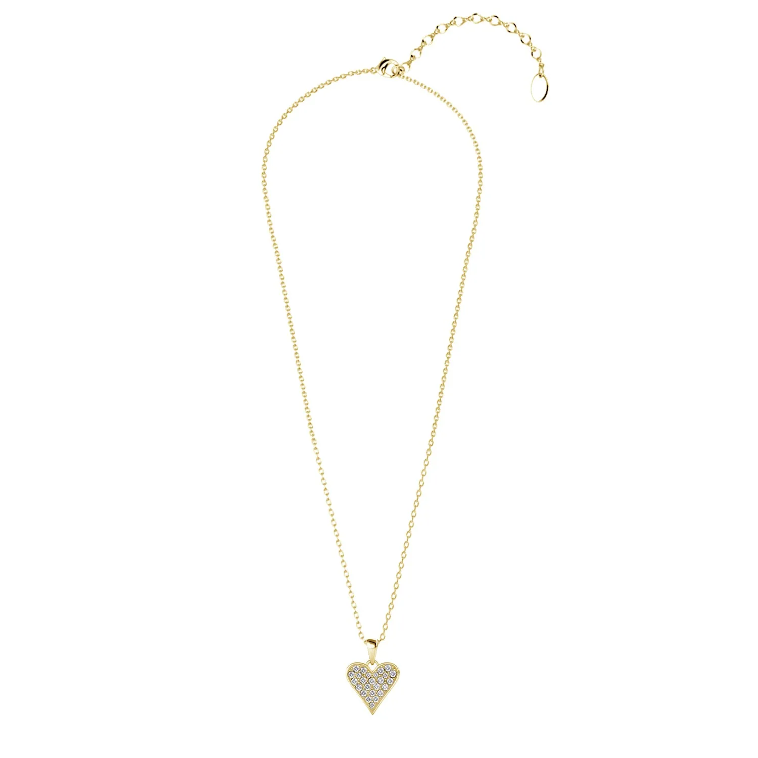 Cecilia 18 White Gold Plated Heart / Spade Necklace with Crystals