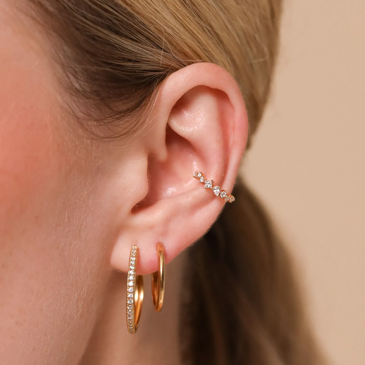 Celestial Crystal Ear Cuff in Gold