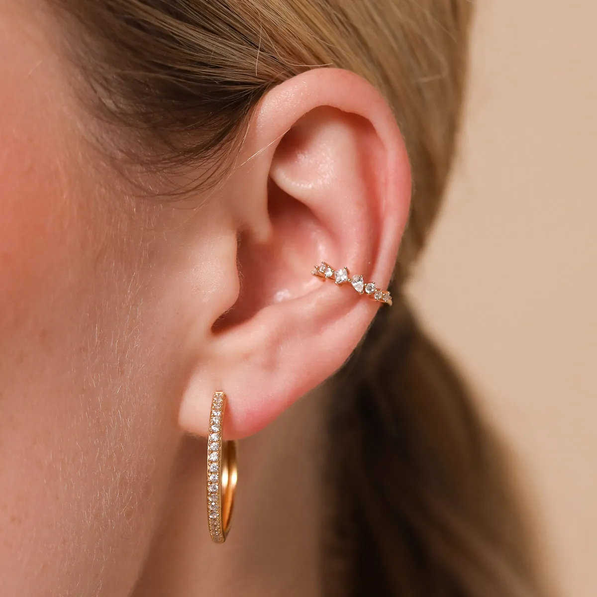 Celestial Crystal Ear Cuff in Gold