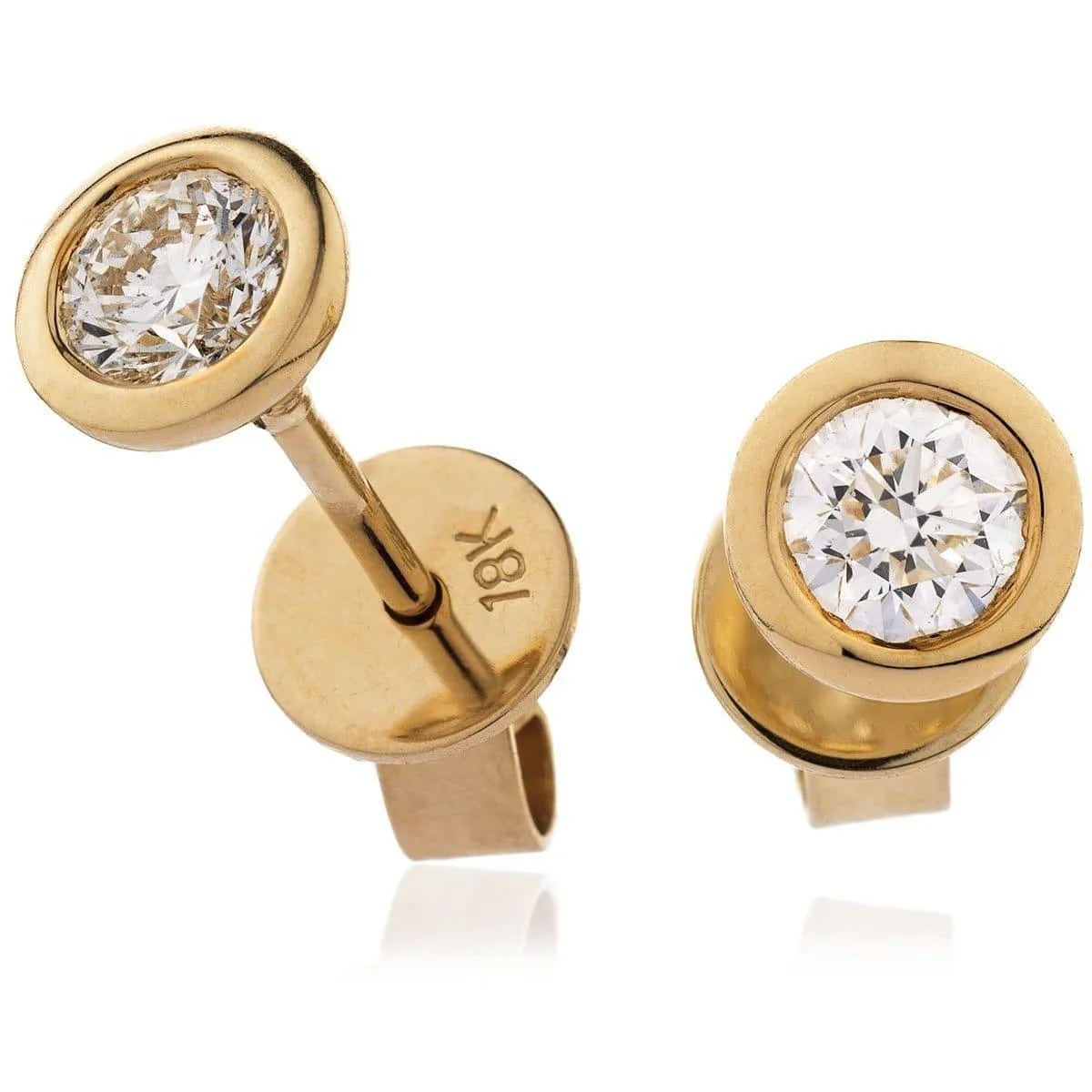 Chastity Round  Brilliant Diamond Rub over Over Setting Solitaire Stud Earrings in 18ct White Gold in 18ct White Gold