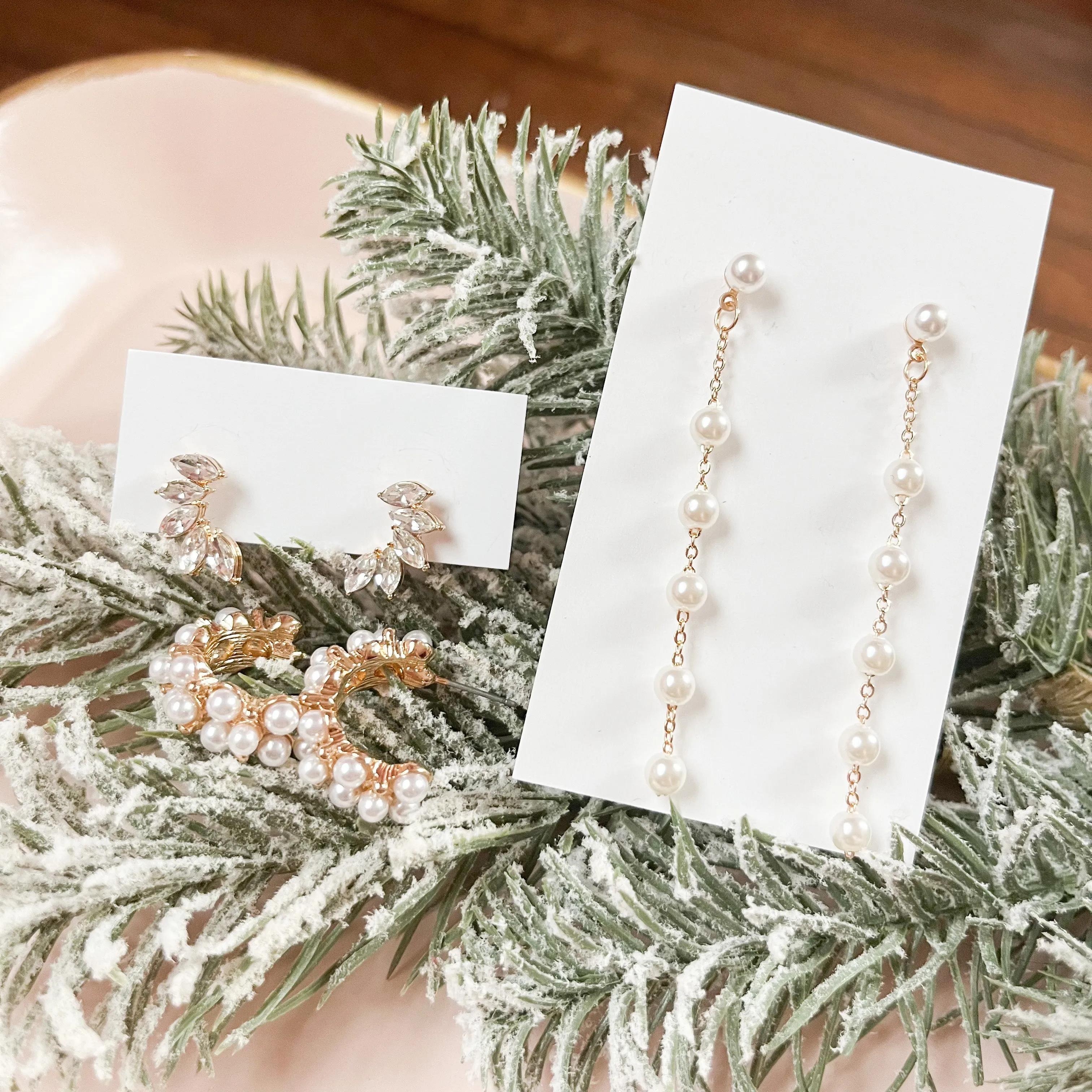 Chunky Pearl and Gold Hoop Earrings