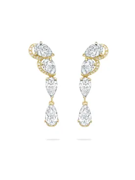 Classic Pear Yellow Gold Diamond Drop Earrings