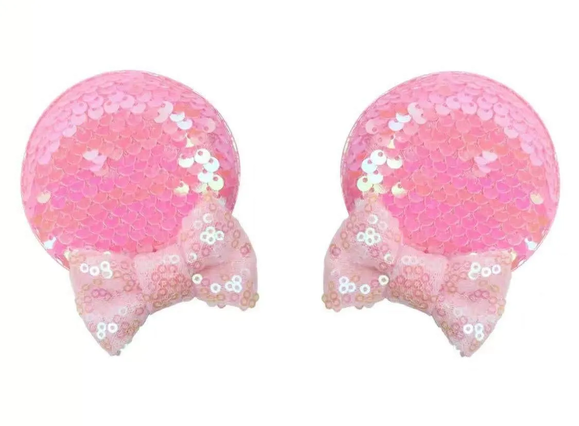 CLGIFT Minnie Baby/Toddler Reversible Headband with Ears (Pink Hair Clip)