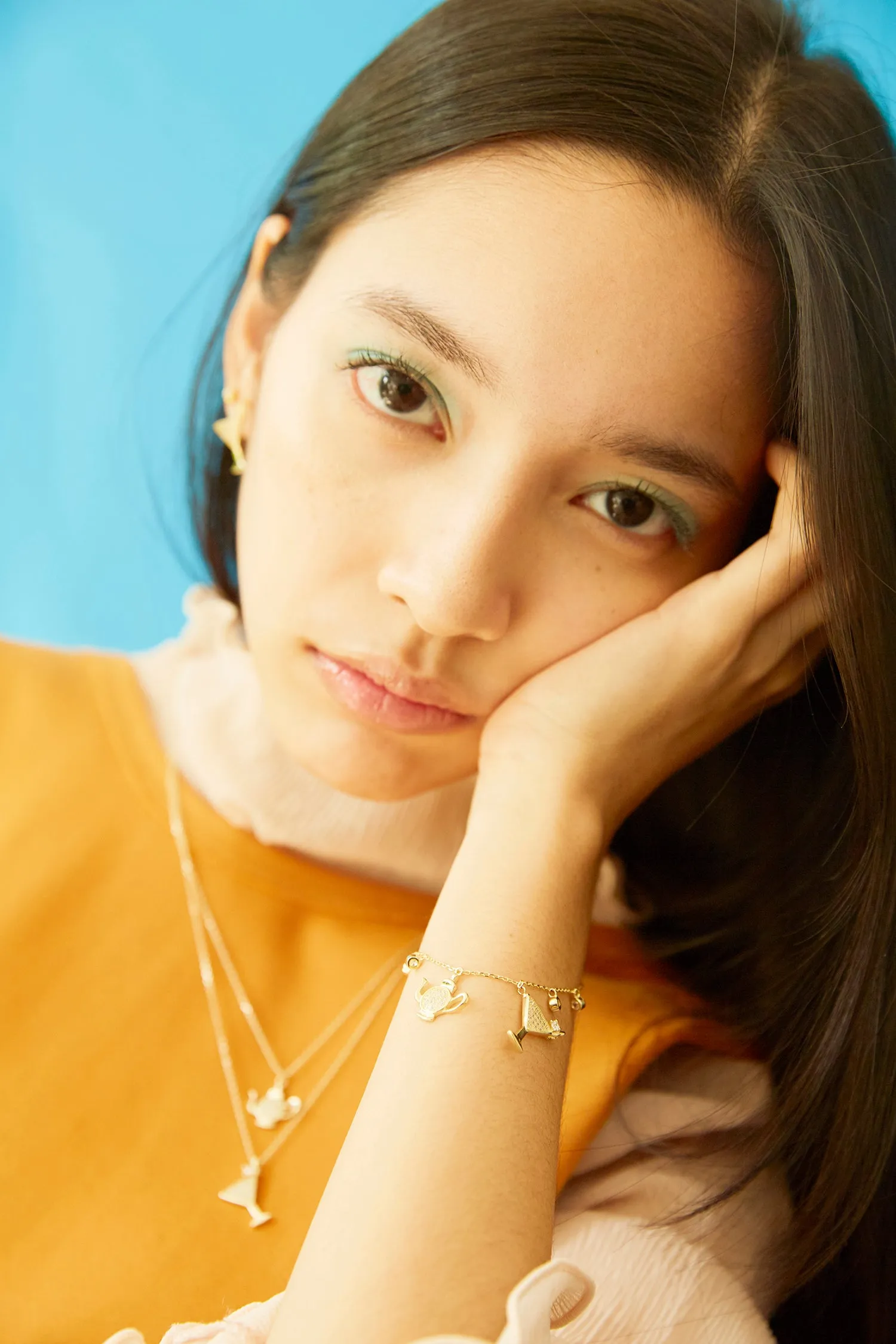Cocktail & Teapot Bracelet - Gold with White CZ