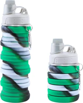 Collapsible Water Bottle for Adults, Boys, Students, Kids, Reusable Silicone Foldable Water Bottles for Travel Camping Hiking, Portable Sports Water Bottle,Green