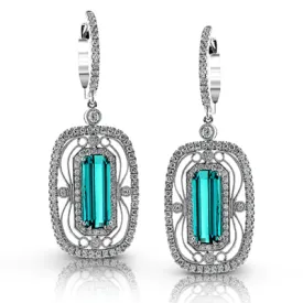 Color Earrings in 18k Gold with Diamonds and Green Tourmaline