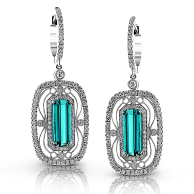Color Earrings in 18k Gold with Diamonds and Green Tourmaline