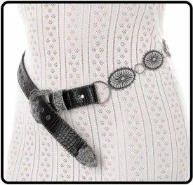Concho West Belt Gold Adjustable Leather Metal Chain Waist Belt Women's Chic Accessories for Dress and Pants