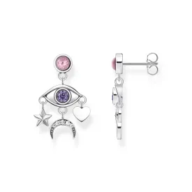 Cosmic Silver Earrings with a stylised eye