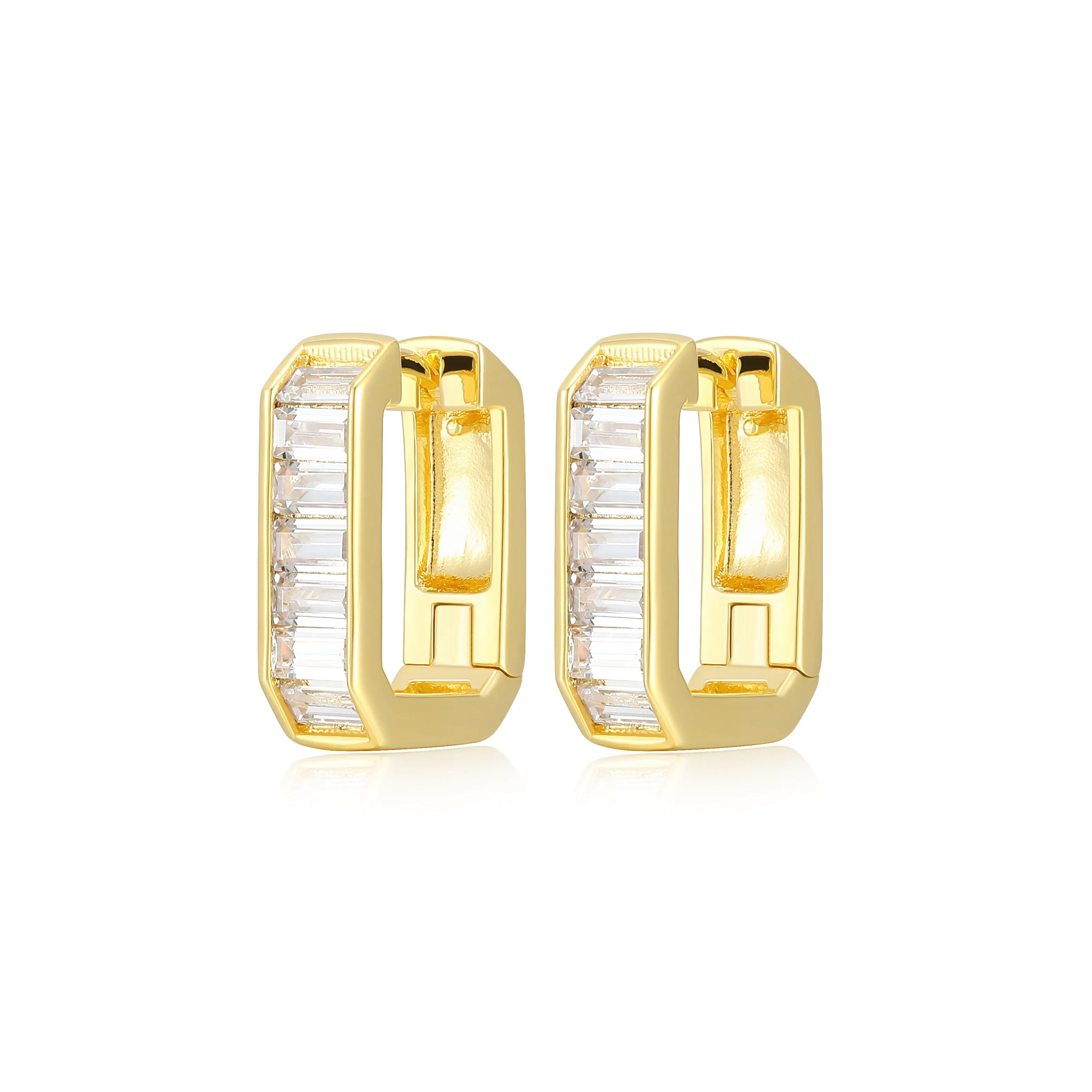 CZ Baguette Hoops