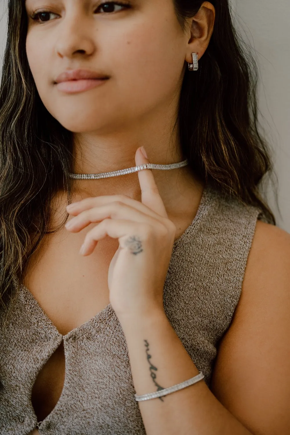 CZ Baguette Hoops