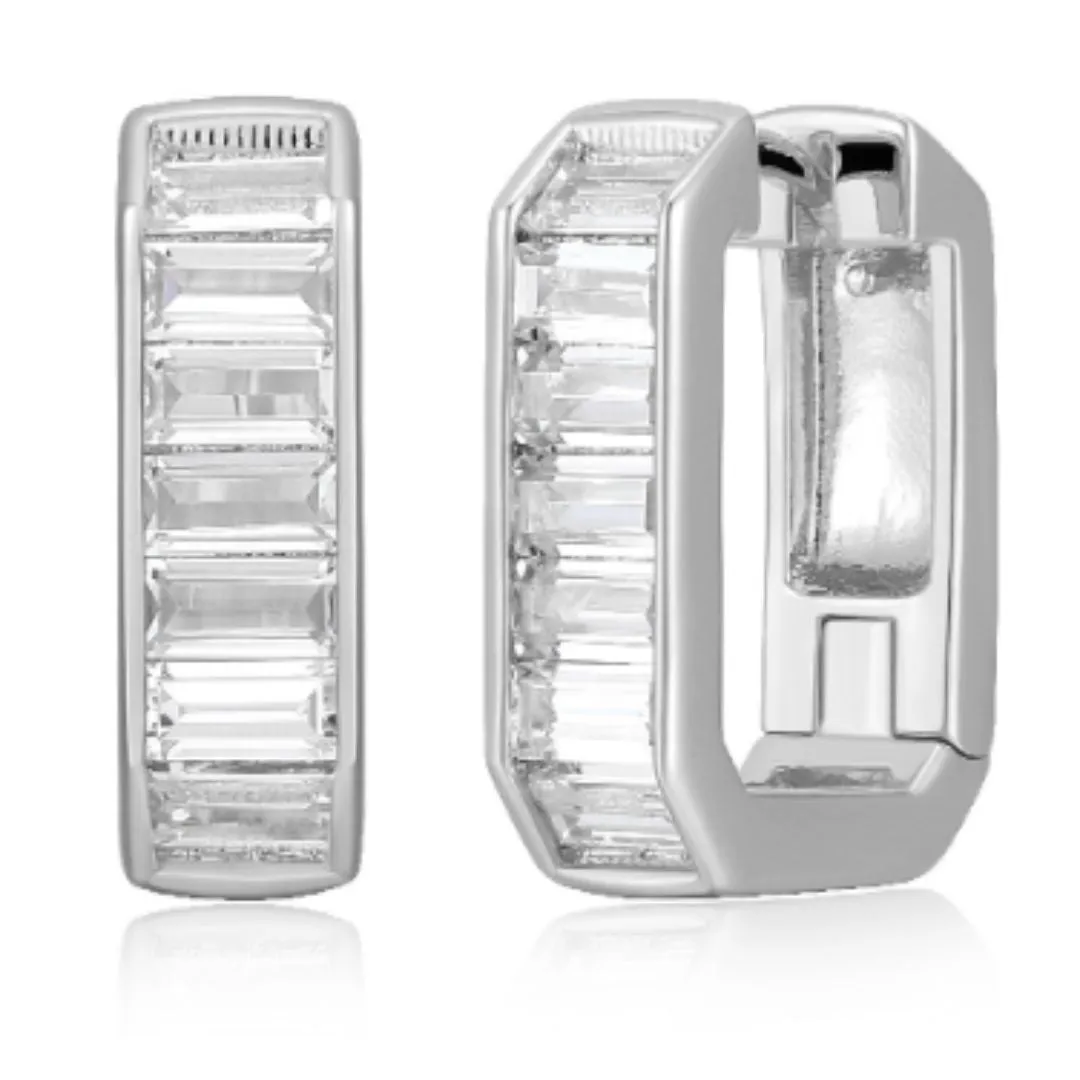 CZ Baguette Hoops