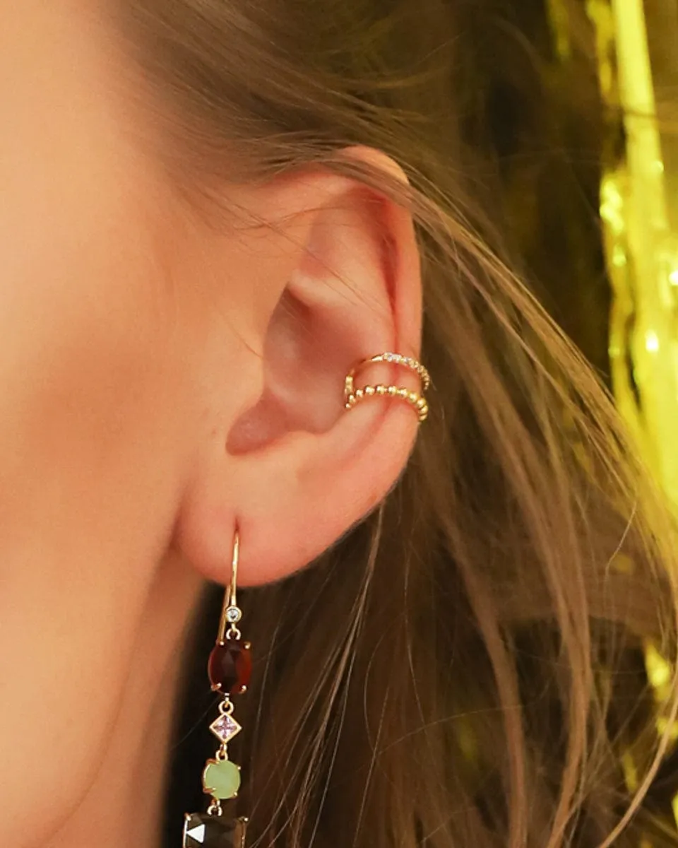 CZ Gold Ridged Ear Cuff