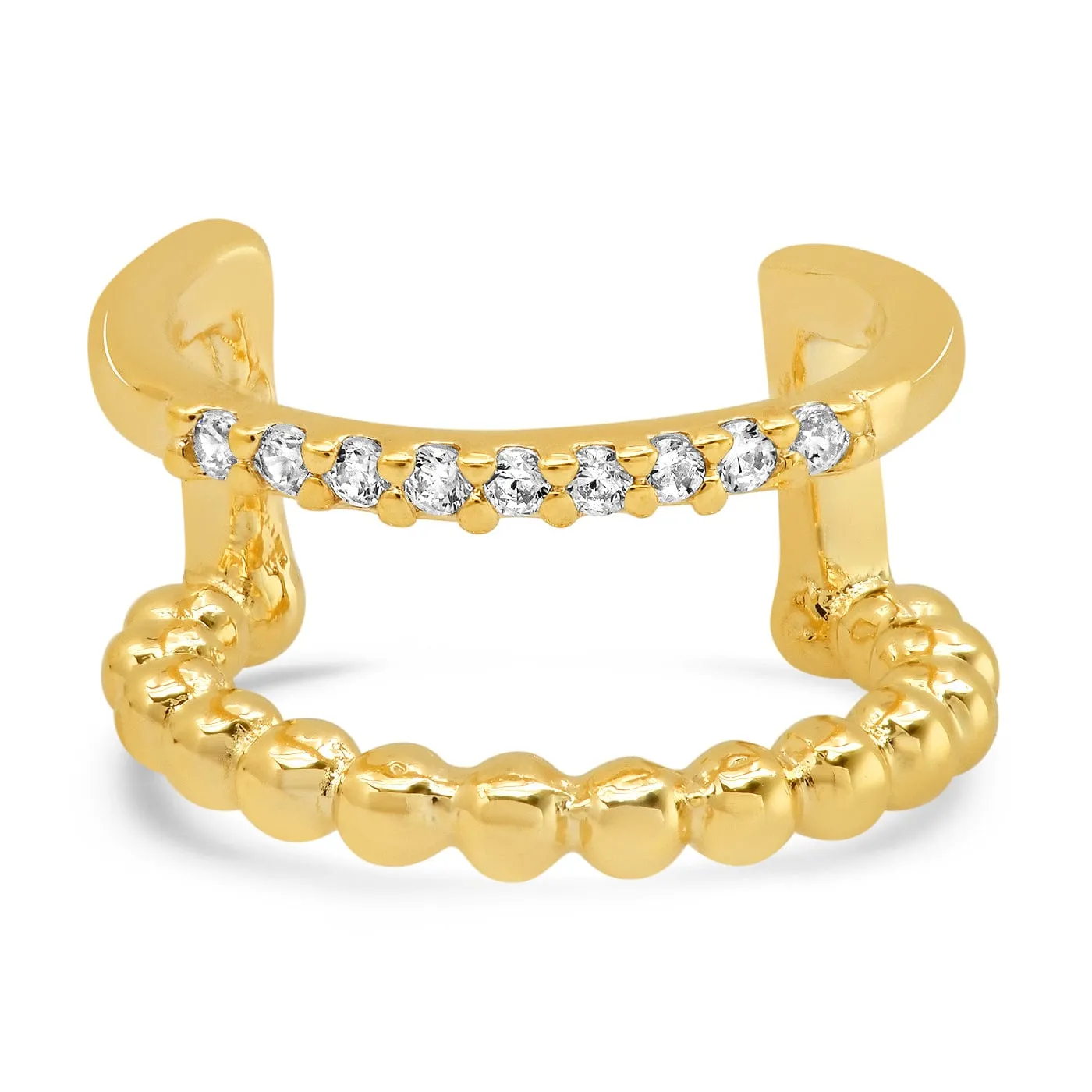 CZ Gold Ridged Ear Cuff